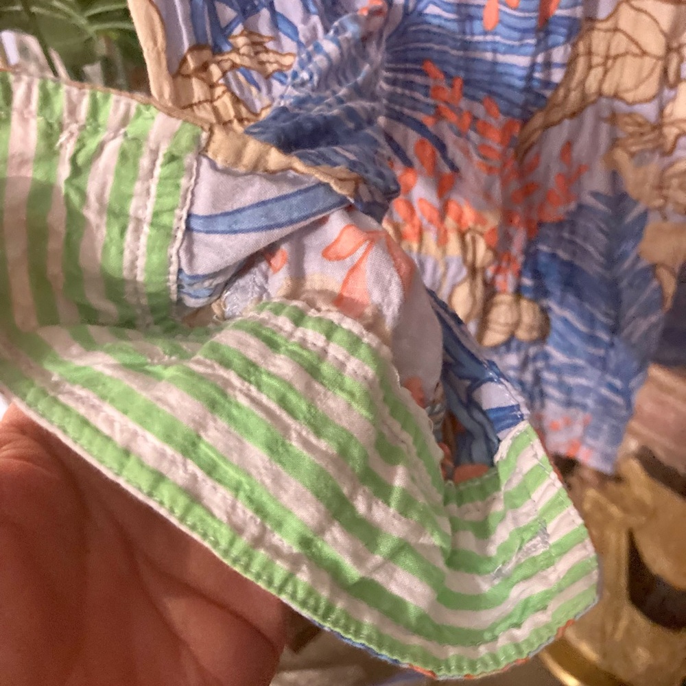 J. McLaughlin Tropical Print Button-Down Shirt in Blue & Orange Resort Luxury - Picture 16 of 16